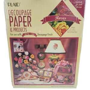 Vintage 90s Cottagecore ROSES Floral DECOUPAGE Paper & Projects by Plaid NOS
